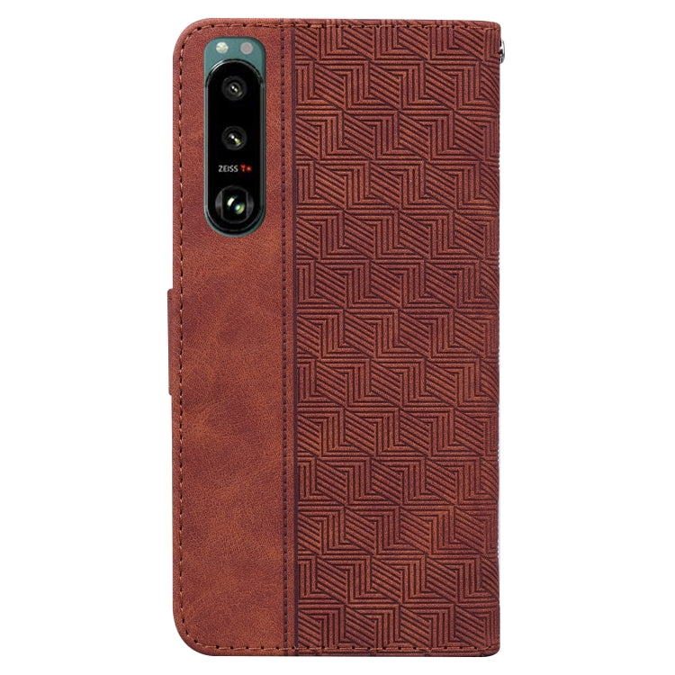 For Sony Xperia 5 III Geometric Embossed Leather Phone Case