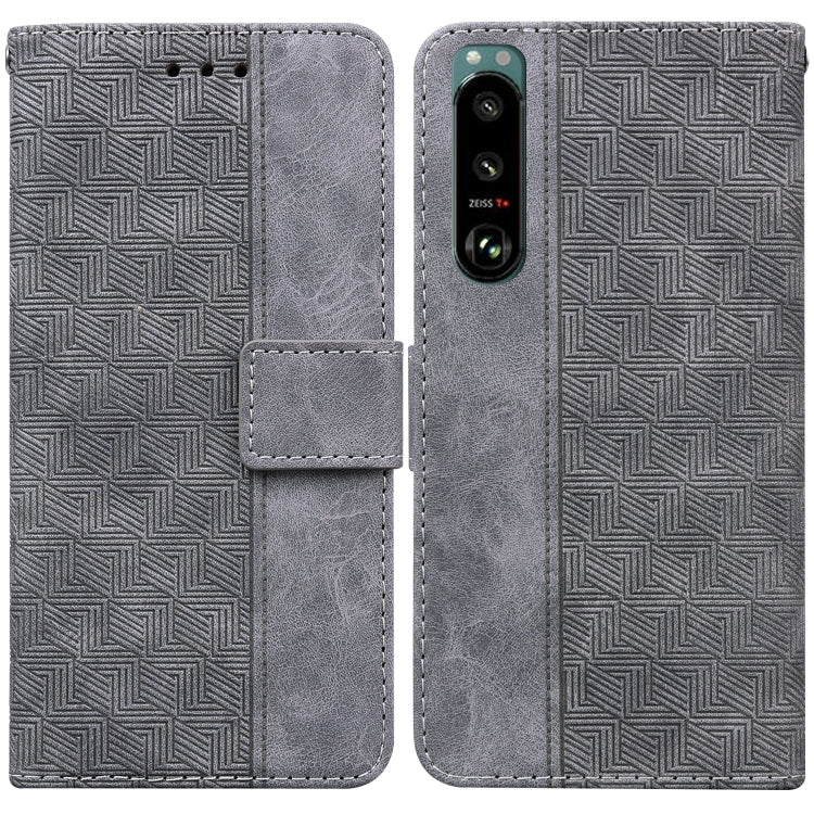 For Sony Xperia 5 III Geometric Embossed Leather Phone Case