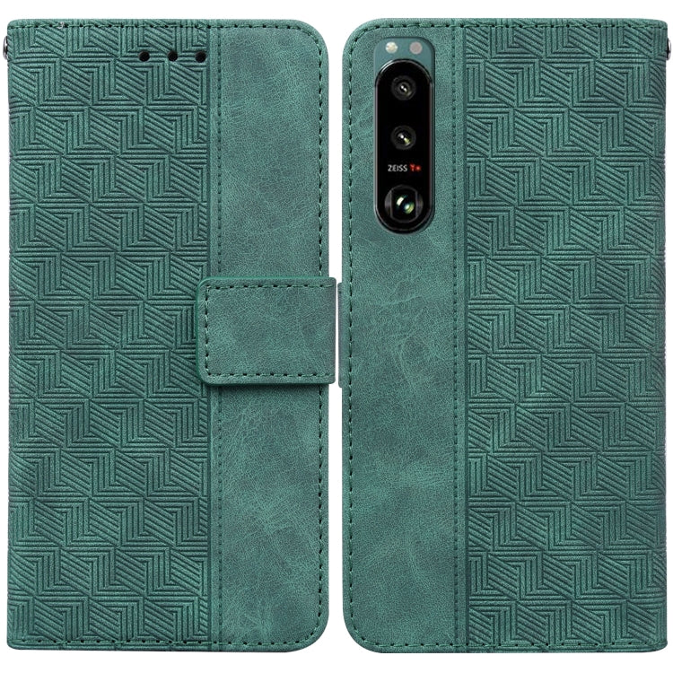 For Sony Xperia 5 III Geometric Embossed Leather Phone Case