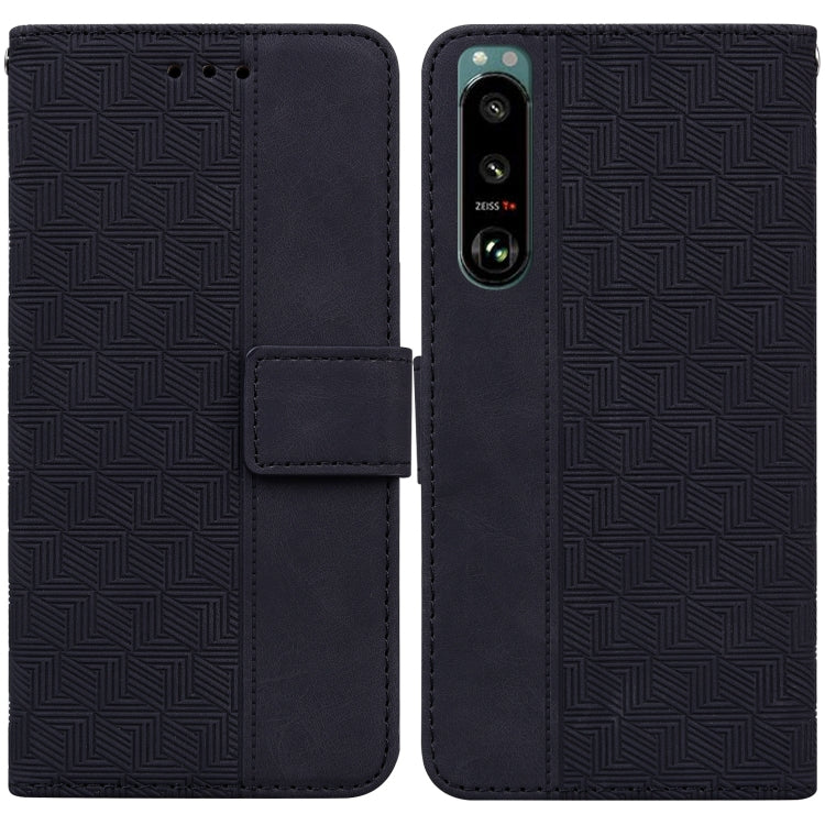 For Sony Xperia 5 III Geometric Embossed Leather Phone Case