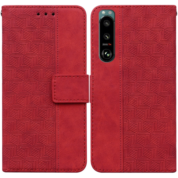 For Sony Xperia 5 III Geometric Embossed Leather Phone Case