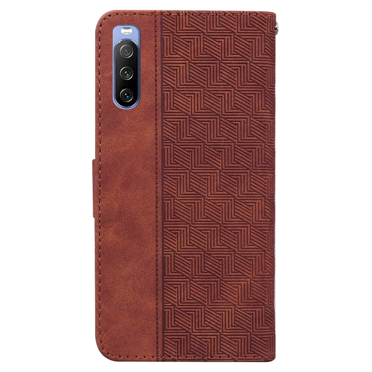 For Sony Xperia 10 III Geometric Embossed Leather Phone Case