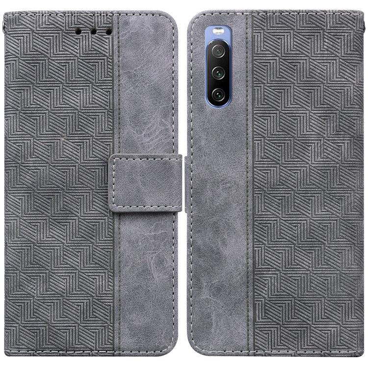 For Sony Xperia 10 III Geometric Embossed Leather Phone Case