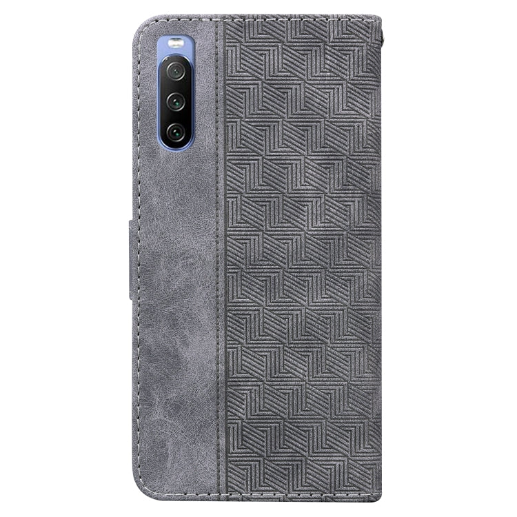 For Sony Xperia 10 III Geometric Embossed Leather Phone Case