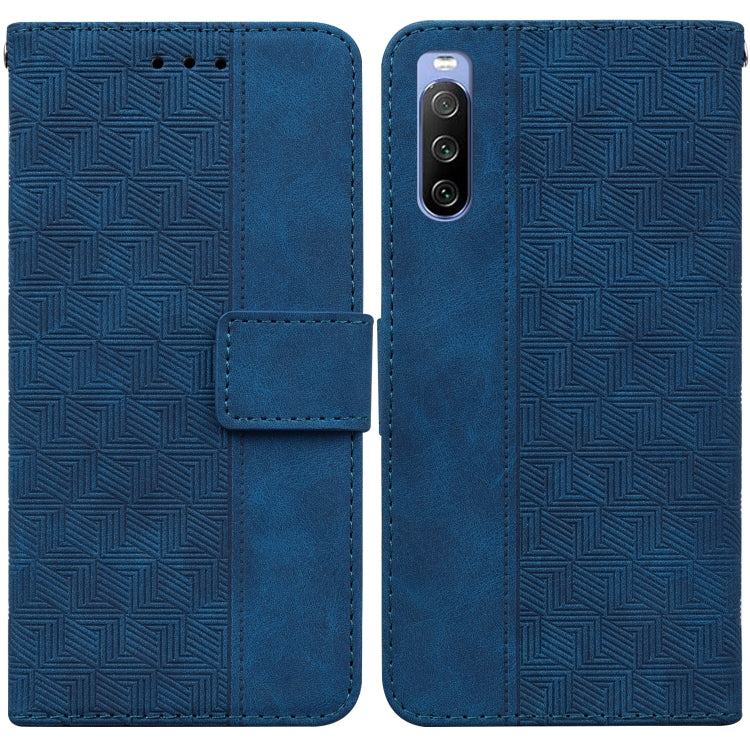 For Sony Xperia 10 III Geometric Embossed Leather Phone Case