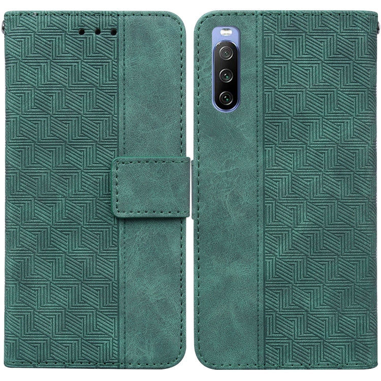 For Sony Xperia 10 III Geometric Embossed Leather Phone Case