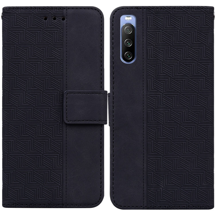 For Sony Xperia 10 III Geometric Embossed Leather Phone Case