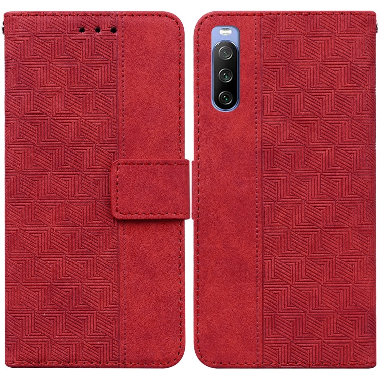 For Sony Xperia 10 III Geometric Embossed Leather Phone Case