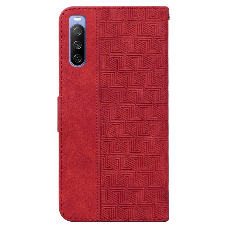For Sony Xperia 10 III Geometric Embossed Leather Phone Case