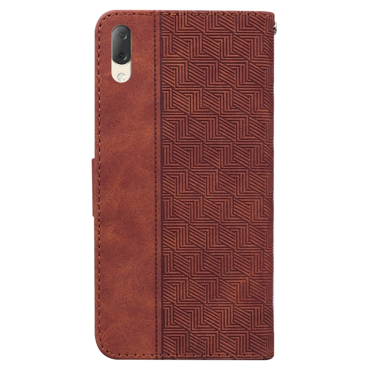 For Sony Xperia L3 Geometric Embossed Leather Phone Case