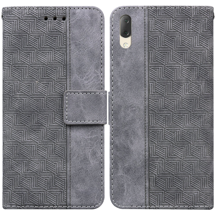 For Sony Xperia L3 Geometric Embossed Leather Phone Case
