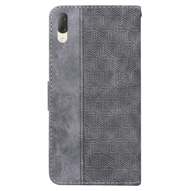 For Sony Xperia L3 Geometric Embossed Leather Phone Case