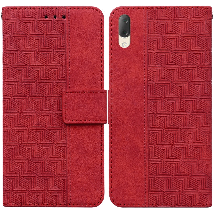 For Sony Xperia L3 Geometric Embossed Leather Phone Case