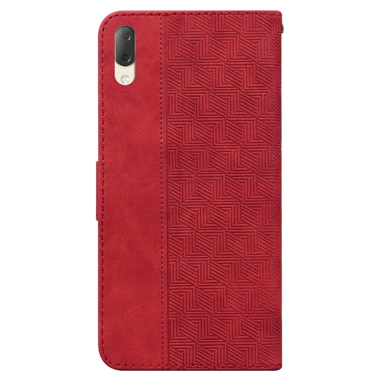 For Sony Xperia L3 Geometric Embossed Leather Phone Case