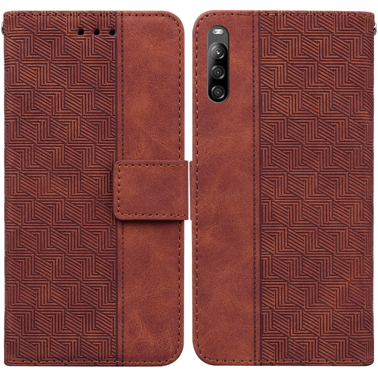 For Sony Xperia L4 Geometric Embossed Leather Phone Case