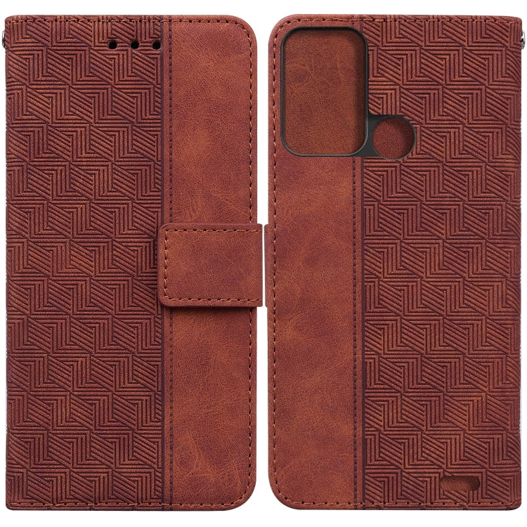 For ZTE Blade A52 Geometric Embossed Leather Phone Case