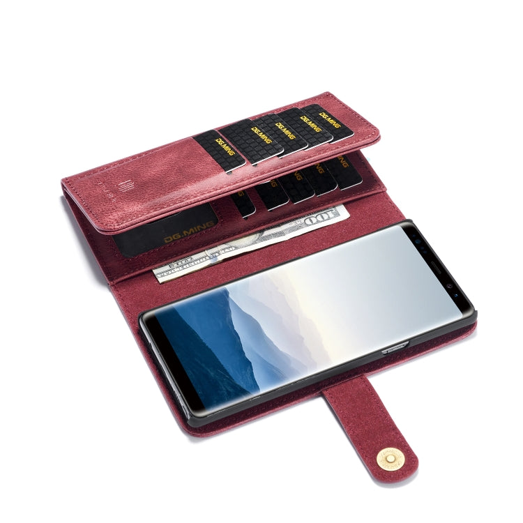 For Galaxy Note9 DG.MING Triple Fold Crazy Horse Texture Magnetic Horizontal Flip Leather Case with Holder & Card Slots & Wallet