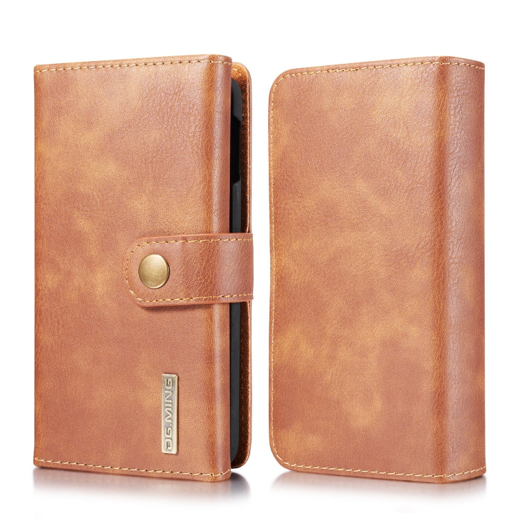 For Galaxy S10e DG.MING Triple Fold Crazy Horse Texture Magnetic Horizontal Flip Leather Case with Holder & Card Slots & Wallet