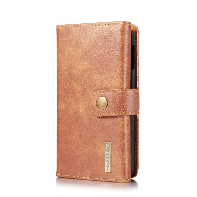 For Galaxy S10e DG.MING Triple Fold Crazy Horse Texture Magnetic Horizontal Flip Leather Case with Holder & Card Slots & Wallet