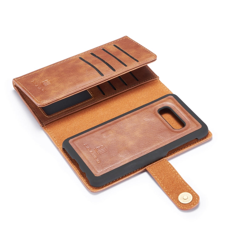 For Galaxy S10e DG.MING Triple Fold Crazy Horse Texture Magnetic Horizontal Flip Leather Case with Holder & Card Slots & Wallet