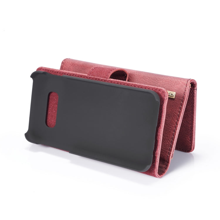 For Galaxy S10e DG.MING Triple Fold Crazy Horse Texture Magnetic Horizontal Flip Leather Case with Holder & Card Slots & Wallet