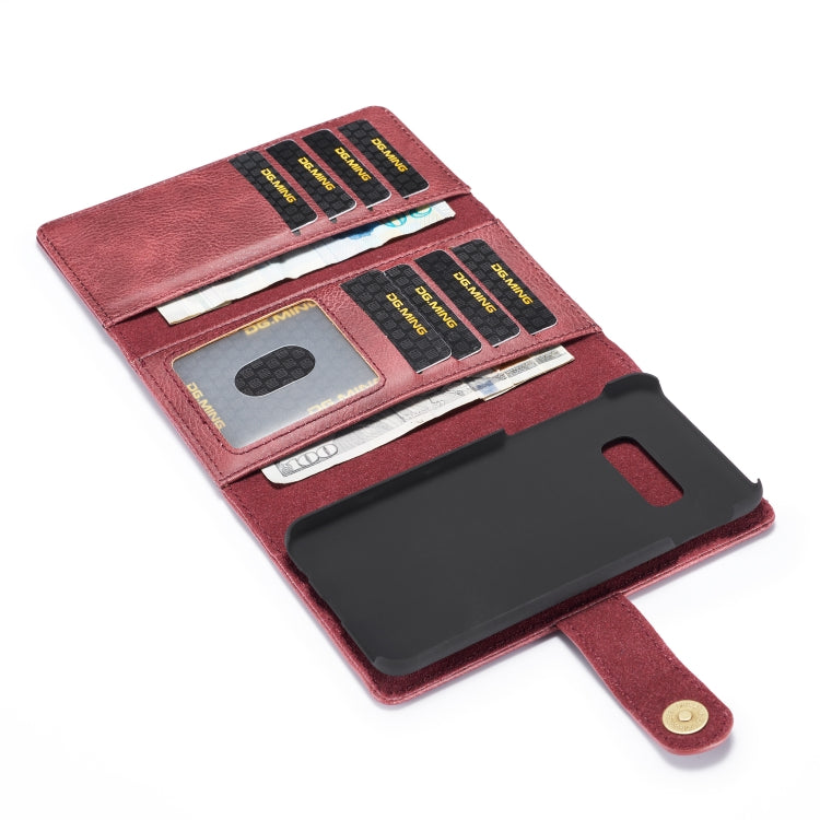 For Galaxy S10e DG.MING Triple Fold Crazy Horse Texture Magnetic Horizontal Flip Leather Case with Holder & Card Slots & Wallet