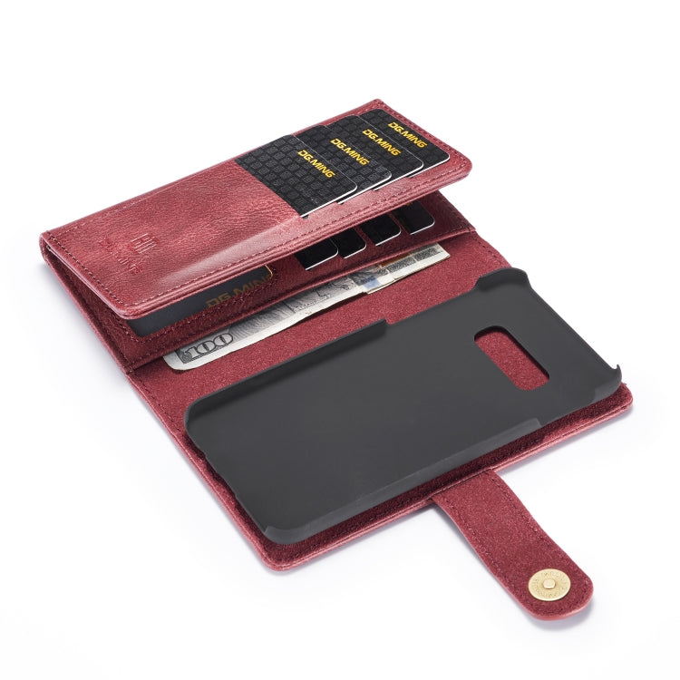 For Galaxy S10e DG.MING Triple Fold Crazy Horse Texture Magnetic Horizontal Flip Leather Case with Holder & Card Slots & Wallet