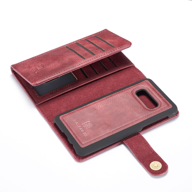 For Galaxy S10e DG.MING Triple Fold Crazy Horse Texture Magnetic Horizontal Flip Leather Case with Holder & Card Slots & Wallet