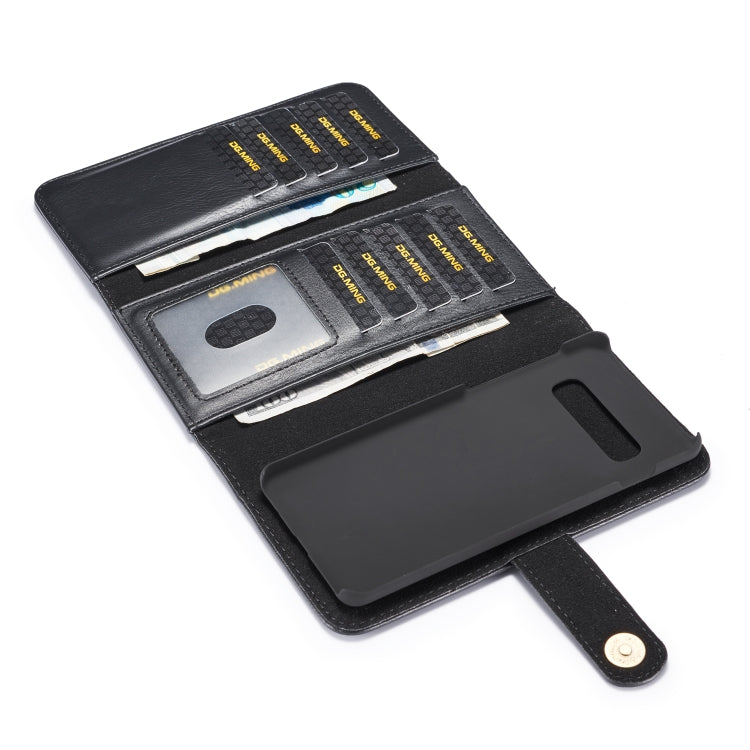 For Galaxy S10 Plus DG.MING Triple Fold Crazy Horse Texture Magnetic Horizontal Flip Leather Case with Holder & Card Slots & Wallet