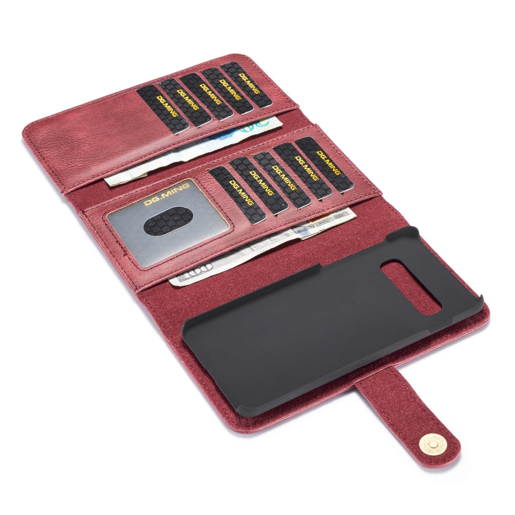 For Galaxy S10 Plus DG.MING Triple Fold Crazy Horse Texture Magnetic Horizontal Flip Leather Case with Holder & Card Slots & Wallet