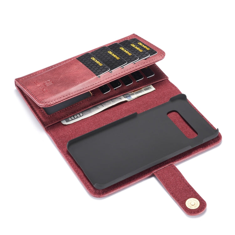 For Galaxy S10 Plus DG.MING Triple Fold Crazy Horse Texture Magnetic Horizontal Flip Leather Case with Holder & Card Slots & Wallet
