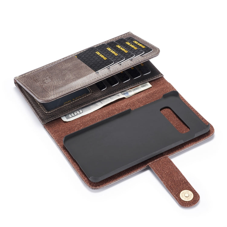 For Galaxy S10 DG.MING Triple Fold Crazy Horse Texture Magnetic Horizontal Flip Leather Case with Holder & Card Slots & Wallet