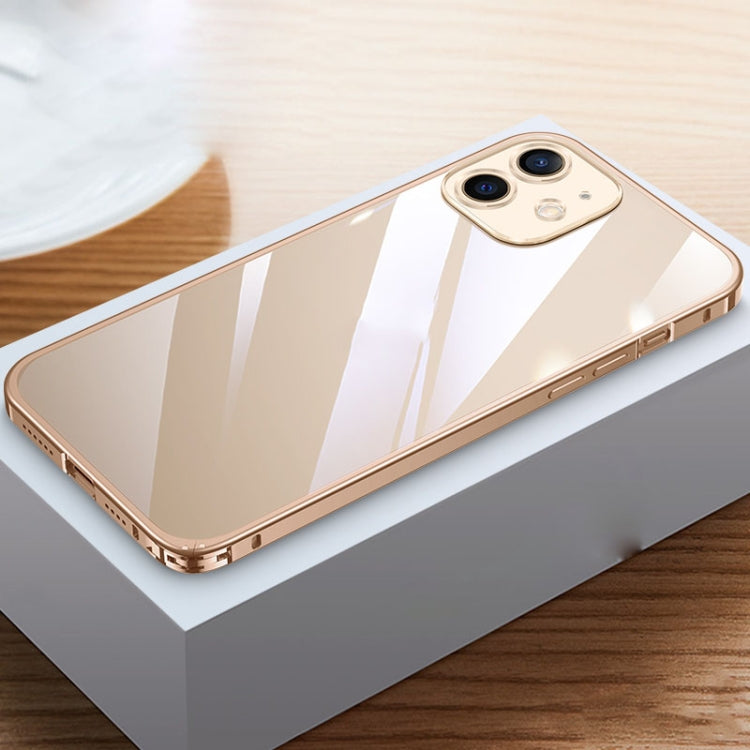For iPhone 12 Metal Frame HD Transparent Phone Case