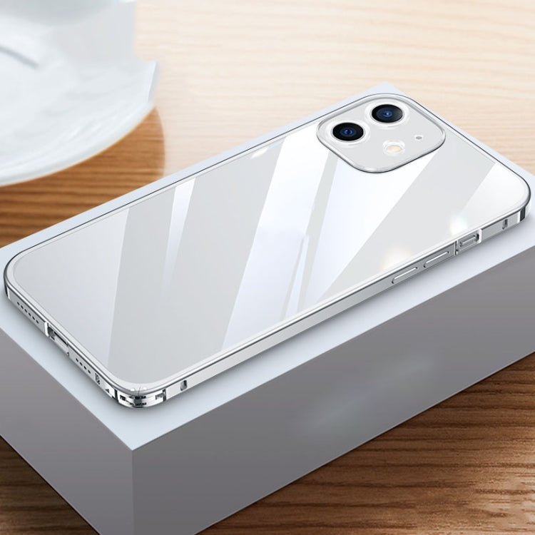 For iPhone 12 Metal Frame HD Transparent Phone Case