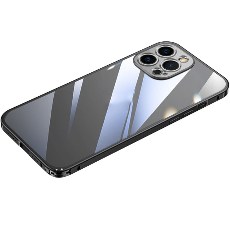 For iPhone 12 Pro Metal Frame HD Transparent Phone Case(Black)