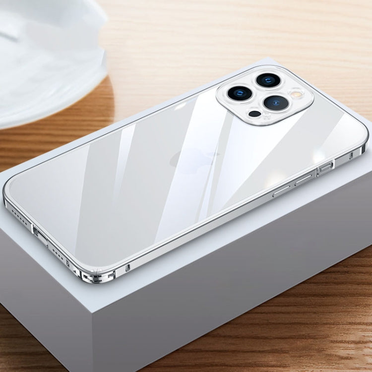 For iPhone 12 Pro Max Metal Frame HD Transparent Phone Case