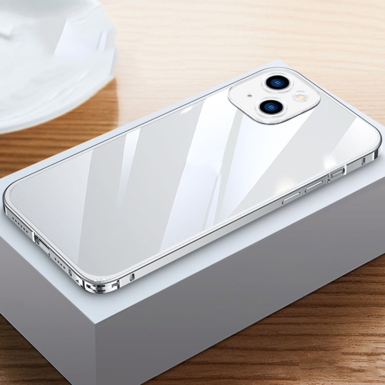 For iPhone 13 Metal Frame HD Transparent Phone Case