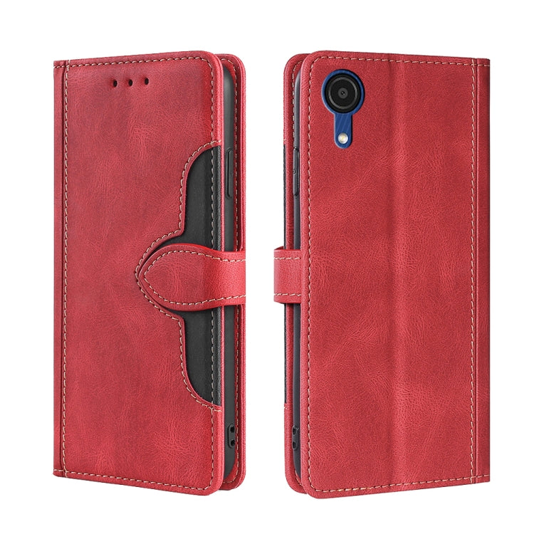 For Samsung Galaxy A03 Core Skin Feel Straw Hat Magnetic Buckle Leather Phone Case