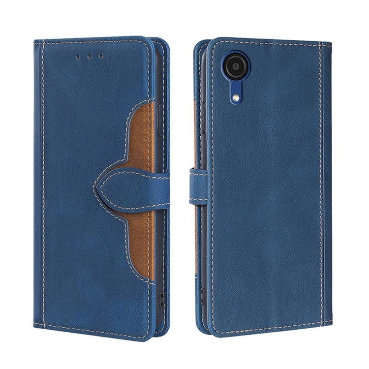 For Samsung Galaxy A03 Core Skin Feel Straw Hat Magnetic Buckle Leather Phone Case