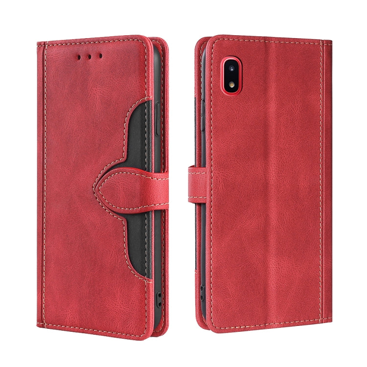 For Samsung Galaxy A20 / A21 JP Version Skin Feel Straw Hat Magnetic Buckle Leather Phone Case