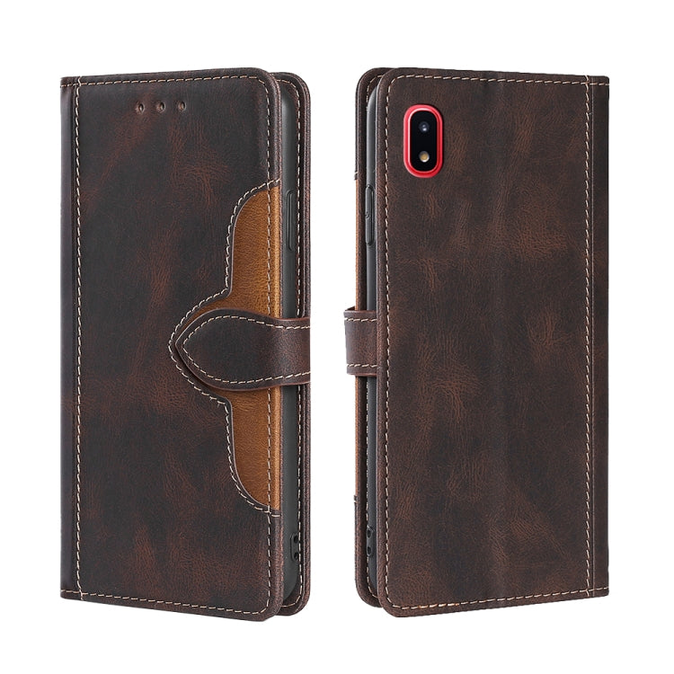 For Samsung Galaxy A20 / A21 JP Version Skin Feel Straw Hat Magnetic Buckle Leather Phone Case
