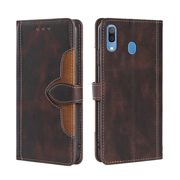 For Samsung Galaxy A30 JP Version Skin Feel Straw Hat Magnetic Buckle Leather Phone Case