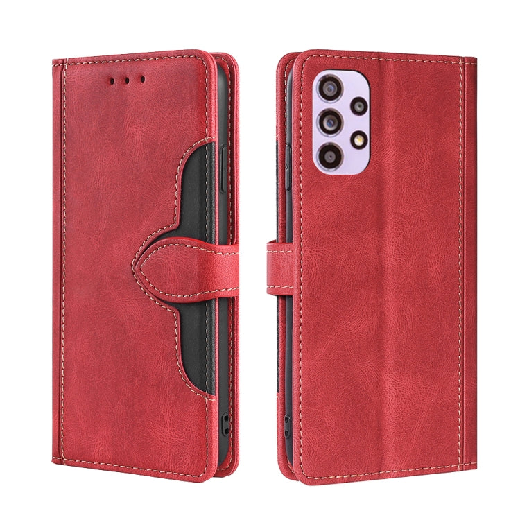 For Samsung Galaxy A33 5G Skin Feel Straw Hat Magnetic Buckle Leather Phone Case