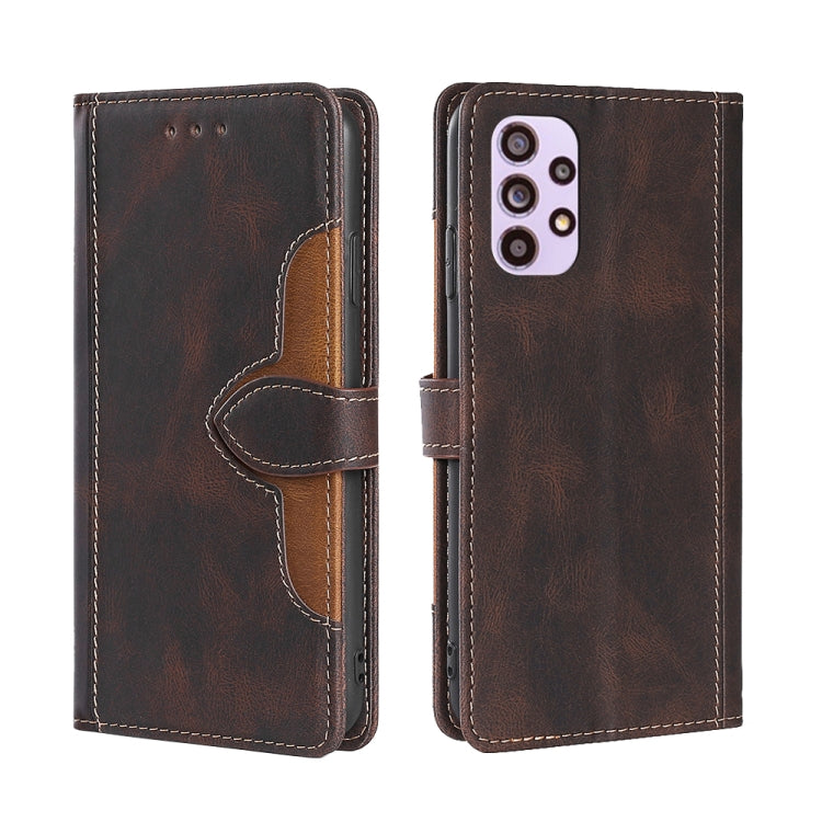 For Samsung Galaxy A33 5G Skin Feel Straw Hat Magnetic Buckle Leather Phone Case