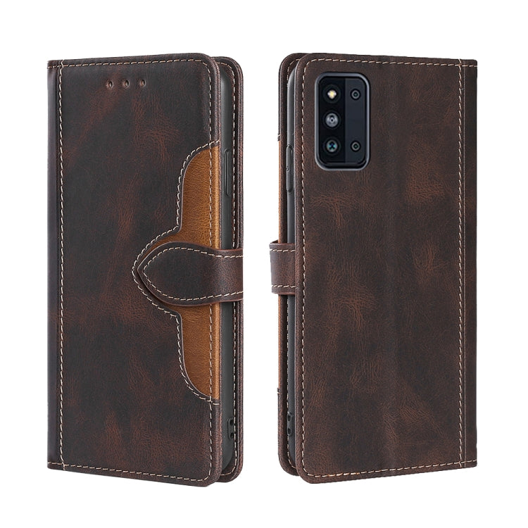 For Samsung Galaxy F52 5G Skin Feel Straw Hat Magnetic Buckle Leather Phone Case