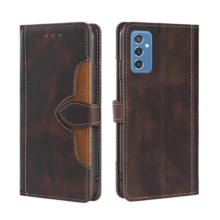 For Samsung Galaxy M52 5G Skin Feel Straw Hat Magnetic Buckle Leather Phone Case