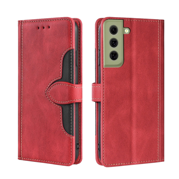For Samsung Galaxy S21 FE Skin Feel Straw Hat Magnetic Buckle Leather Phone Case