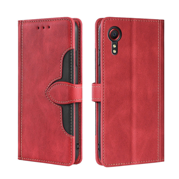 For Samsung Galaxy Xcover 5 Skin Feel Straw Hat Magnetic Buckle Leather Phone Case