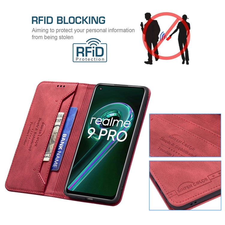 For OPPO Realme 9 Pro Magnetic RFID Blocking Anti-Theft Leather Case with Holder & Card Slots & Wallet