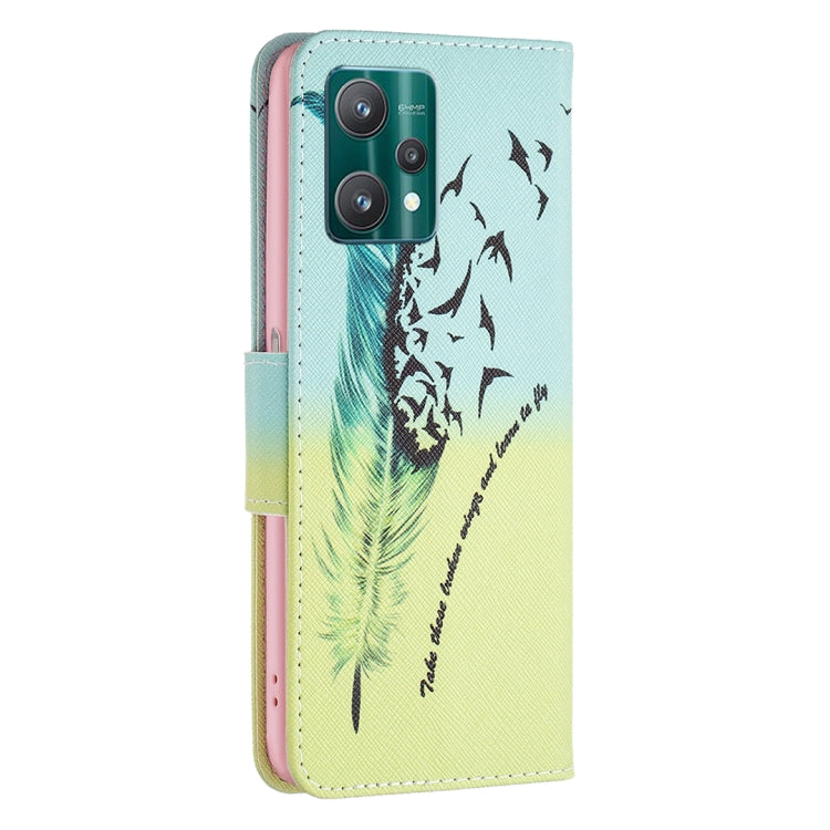 For OPPO Realme 9 Pro Colored Drawing Pattern Horizontal Flip Leather Case with Holder & Card Slots & Wallet
